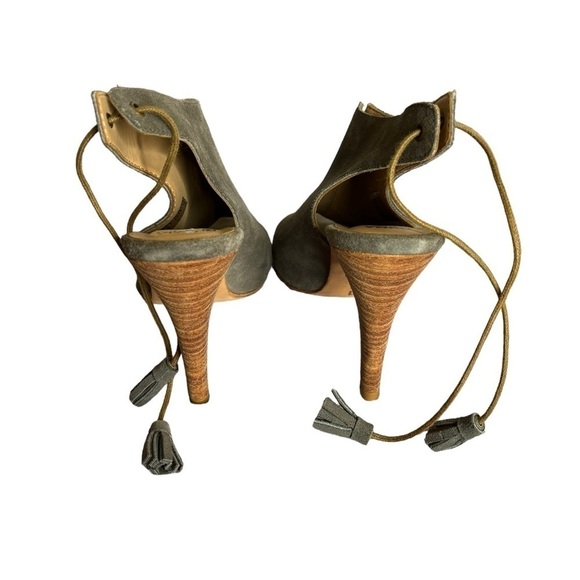 Huma Blanco Grey Suede Tye Back Tassel Heels Size 39 - Picture 3 of 6